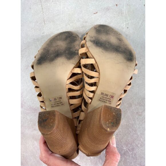 Steven By Steve Madden Womens‎ Milana 7.5M Leather Wedges Tan Braided Boho - Picture 8 of 11